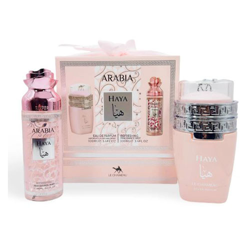 SET LE CHAMEAU ARABIA HAYA WOMEN  ( 2 PC ) 3.4 OZ EDP SP /3.4 OZ FRAGRANCE MIST