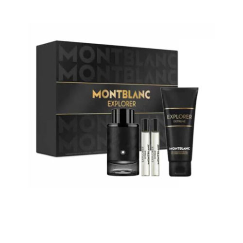 SET MONT BLANC EXPLORER EXTREME MEN (4 PC) 3.3 OZ PARFUM SP /3.3 OZ SG / 2X0.25 PARFUM SP